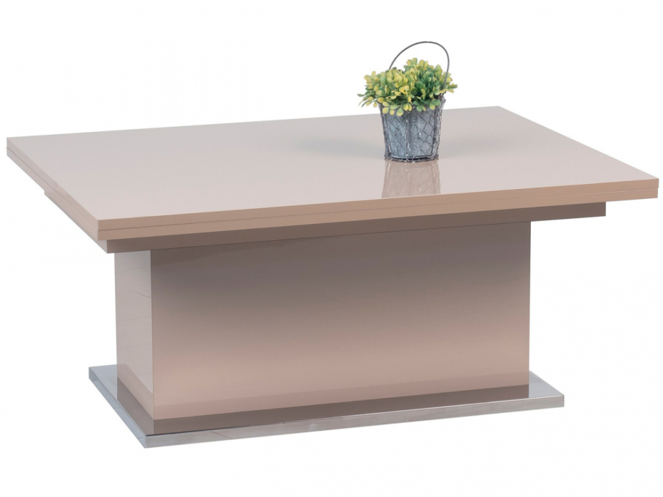 Обеденные столы, Стол-трансформер Slide (глянец/опоры сатинированная сталь)