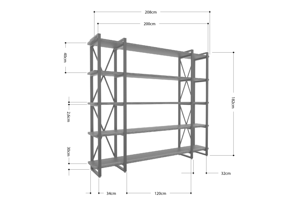 Стеллажи, Стеллаж Айсберг Лофт 200х182-4 v3 черный