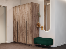 Шкафы распашные, Шкаф складной Е1 Локер ("Гармошка") 162х52.5х220 см,с двумя комплектами полок и модулем