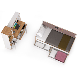 Мебель для молодёжной комнаты с кроватью Вуди № 37