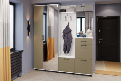 Модульная прихожая Грейс композиция 8  Снежный Ясень