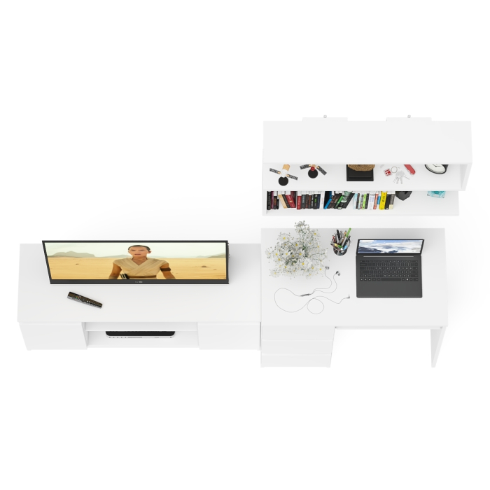 Прямые компьютерные столы, Мори стол компьютерный МС-6 левый с тумбой МТВ1200.1 и навесной открытой полкой