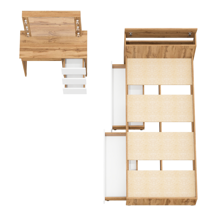 Спальные гарнитуры, Кровать с ящиками Ксения 900 и столик косметический с подсветкой Сура