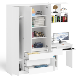 Широкий шкаф-комод Мори МШ1200.1 с письменным столом МС-1 левый и полкой на 900