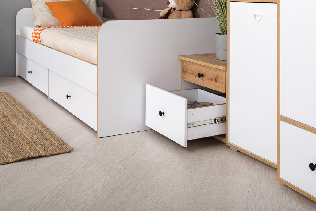 Для девочек, Вуди кровать, тумба, пенал и шкаф для одежды компоновка № 40