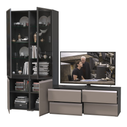 Стенка для гостиной со стеклянными фасадами Сидней № 11