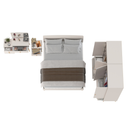 Туалетный столик с зеркалом Афина с кроватью 1600 с тумбочкой и двумя шкафами