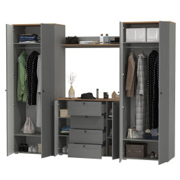 Прихожая Остин из двух платяных шкафов, комода и открытой полки