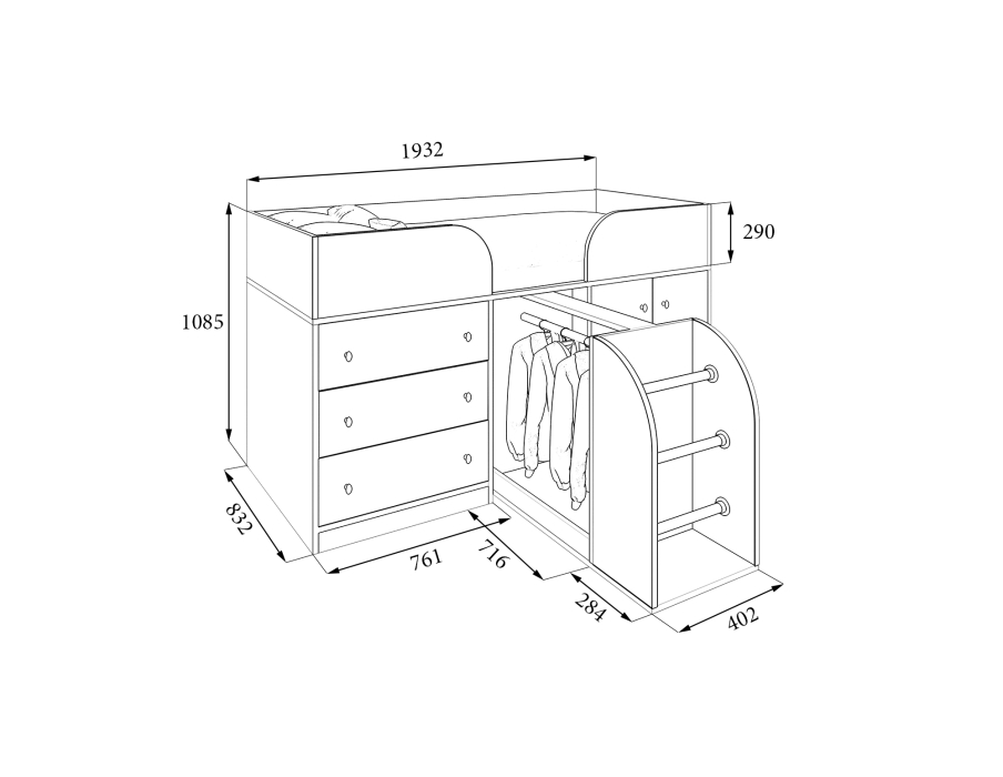 Детские кровати, Кровать-чердак Астра 5