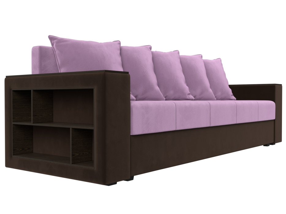 Диваны кровати со спальным местом, Диван прямой Дубай Лайт полки слева, микровельвет