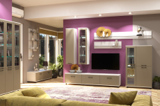 Стенки для гостиной, Модульная гостиная Грейс композиция 8  Снежный Ясень