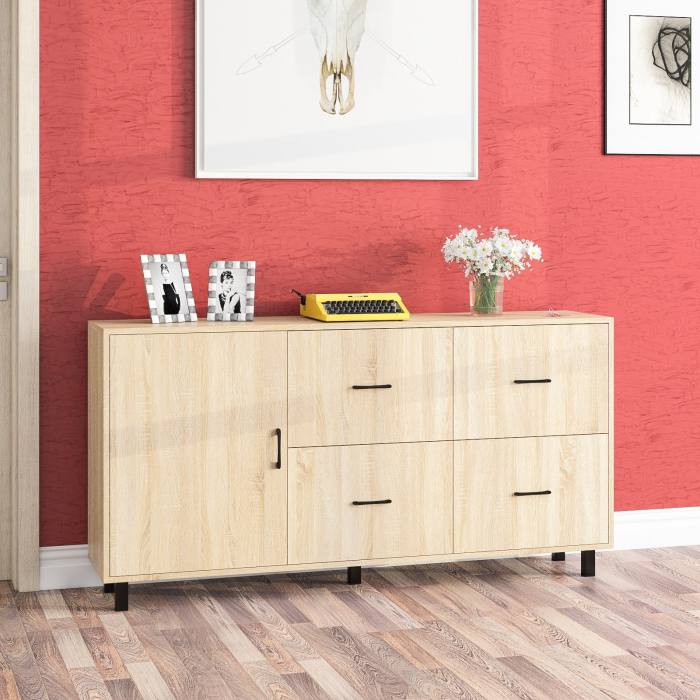 Комоды, Комод широкий с дверкой и ящиками РВК 125-1704