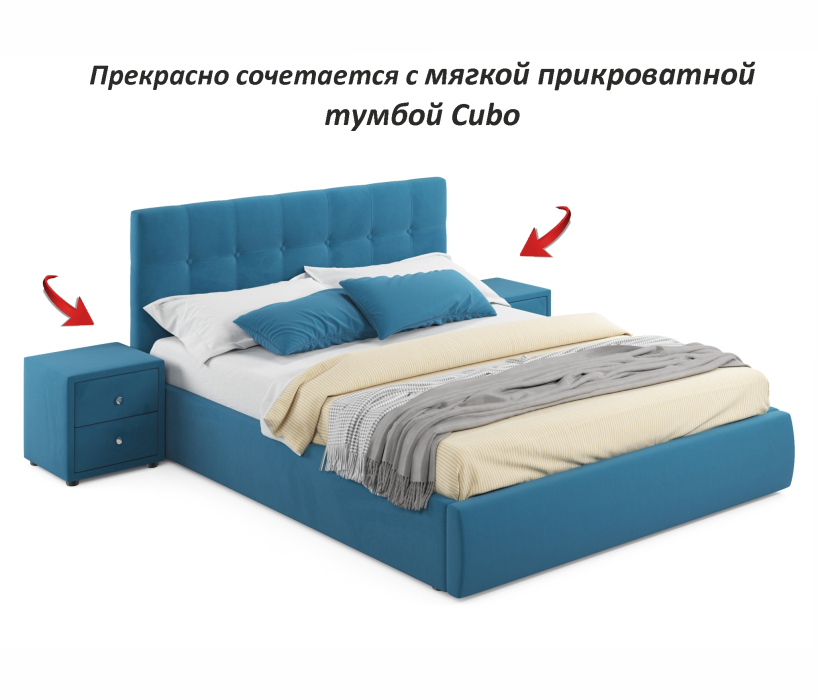 Мягкая кровать, Мягкая кровать Selesta 1400 с матрасом PROMO B COCOS с подъемным механизмом