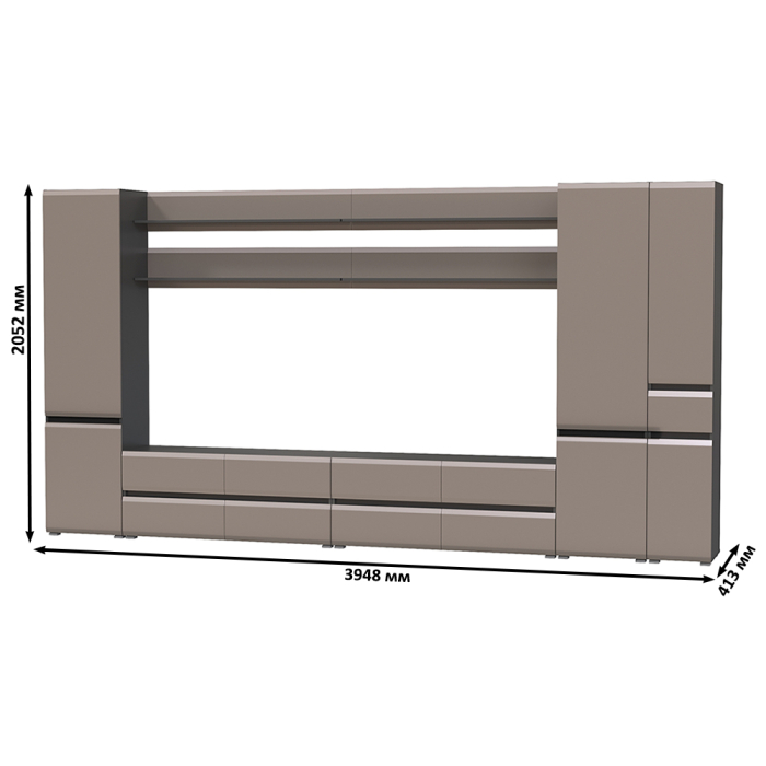 Стенки для гостиной, Стенка для гостиной модульная Сидней комплектация № 117