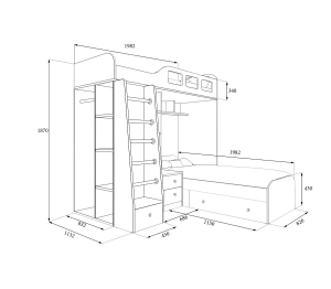 Кровать двухъярусная Астра 4 Дуб молочный