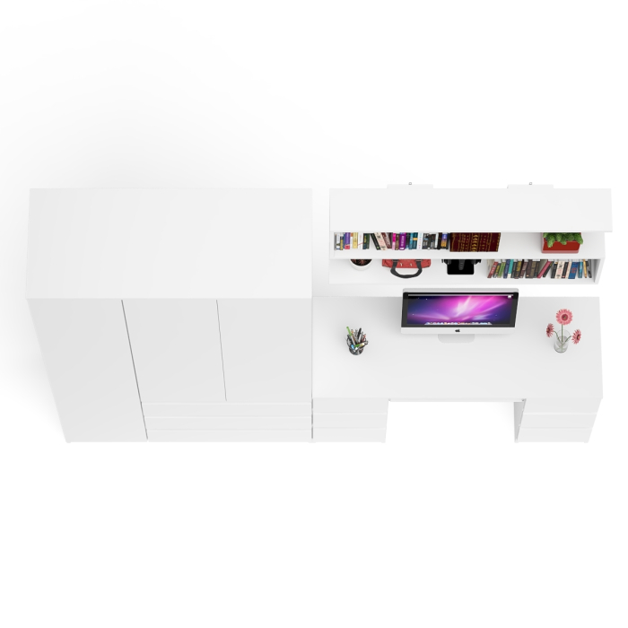 Домашние кабинеты, Шкаф-комод трёхдверный Мори МШ1200.1 с письменным столом и открытой книжной полкой