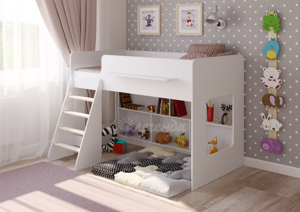 Кровати-чердаки, Детская кровать Легенда 22.1  белый