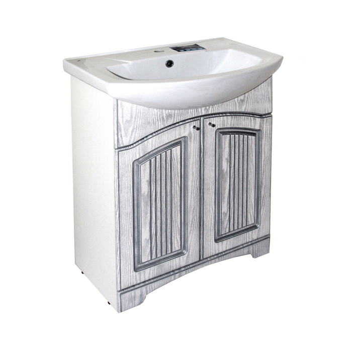 Тумбы без раковины, Тумба д/ванной КРИТ-65 патина серебро под умывальник Элеганс-65 (ПВХ)