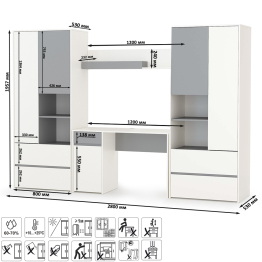 Стол компьютерный с двумя шкафами и навесной полкой Торонто № 05