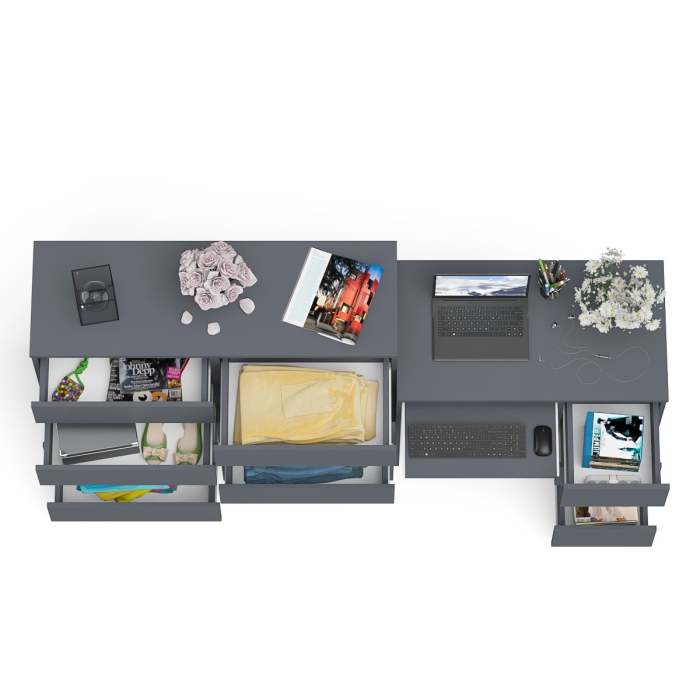 Компьютерные столы, Комод Мори МК1200 8-мь ящиков со столом компьютерным МС-6 правым