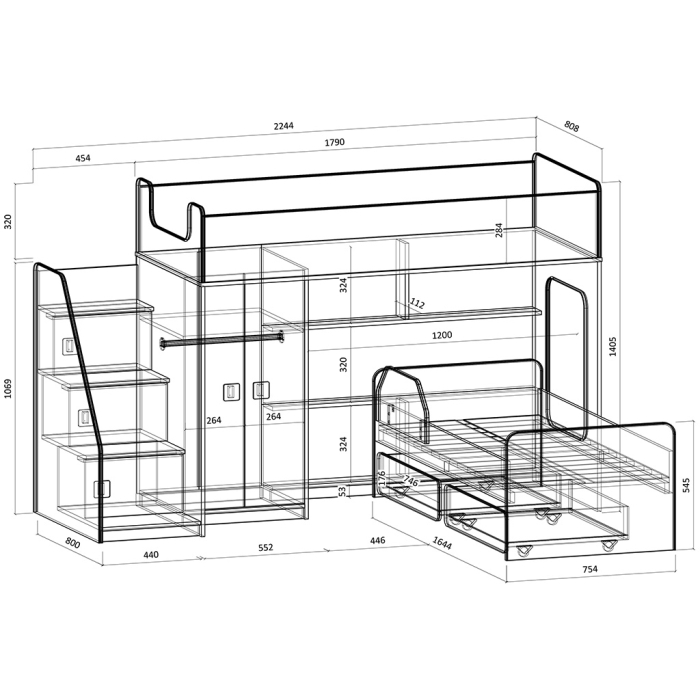 Для подростков, Двухъярусная кровать Легенда 43.1.2
