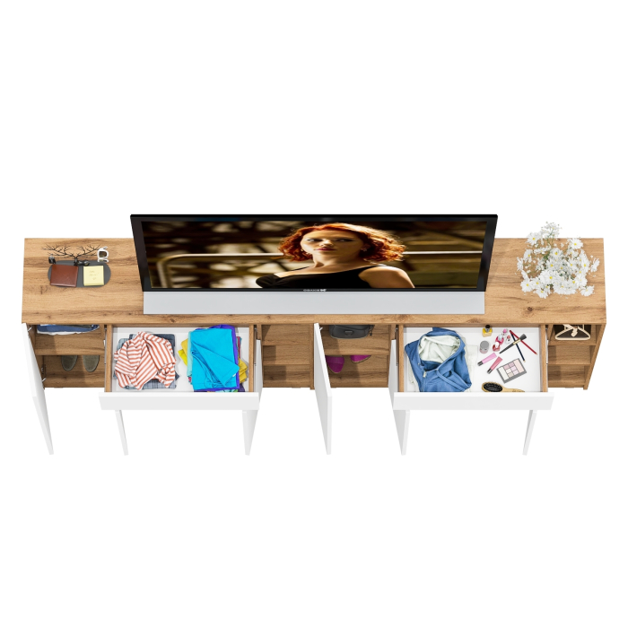 Комоды, Широкая тумба-комод РВК 116 с нишами, дверками и ящиками