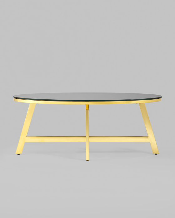 Журнальные столики, Журнальный стол АЛЬБА 100х50 Стекло черное/Сталь золото