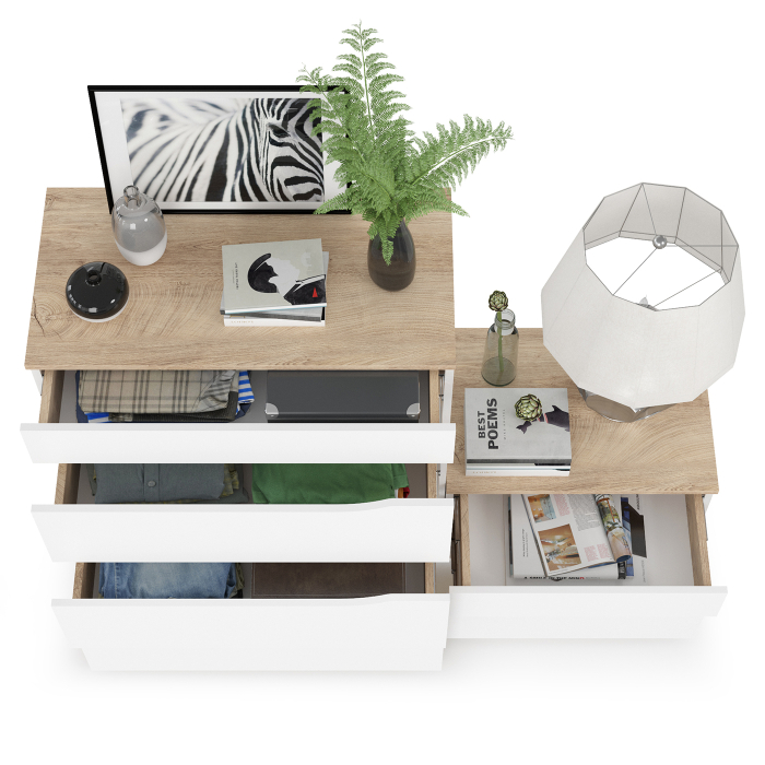 Комоды, Тумба с комодом Муссон белый/дуб эндгрейн элегантный