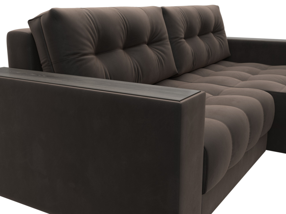 Дизайнерские диваны для гостиной, Диван угловой с декором Лига-049 НПБ, велюр SEVEN