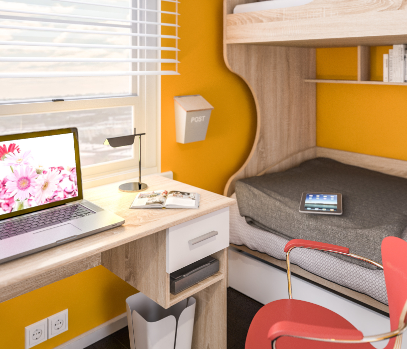 Для девочек, Детская Мамбо (кровать 2-х яр. + лестница + стол + шкаф)