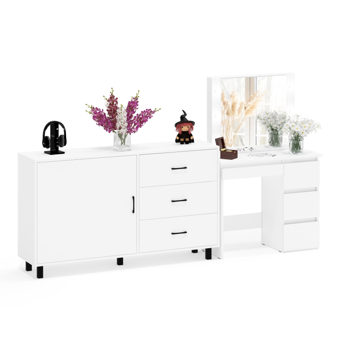 Туалетные столики, Столик косметический с подсветкой Сура и тумба-комод 122-1504