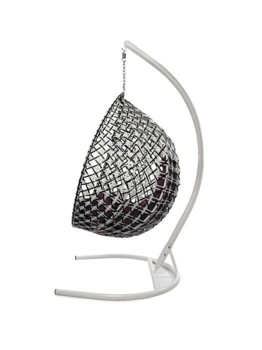 Подвесные кресла, Подвесное кресло КАПЛЯ ЛЮКС белая стойка двуцветное с ротангом