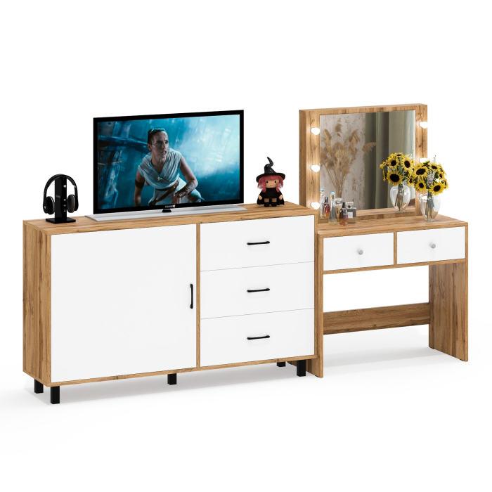 Туалетные столики, Косметический столик с лампочками СТ-5 и комод-тумба 122-1504