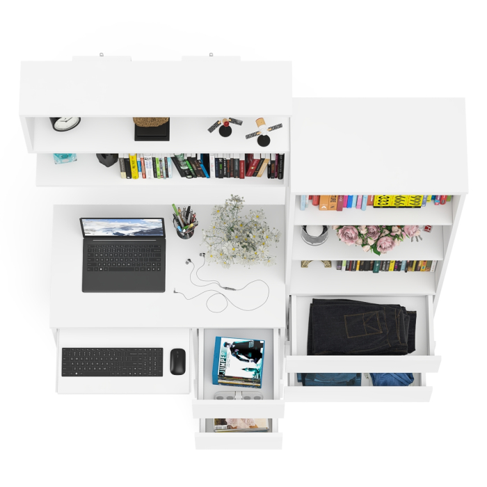 Прямые компьютерные столы, Рабочий стол Мори МС-6 правый с открытой полкой и стеллаж-комод МСТ600.3