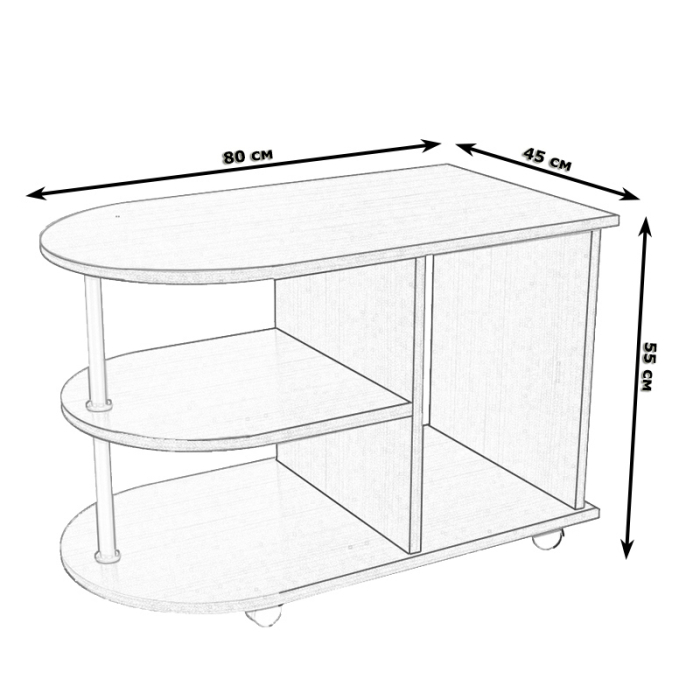 Журнальные столики, Стол журнальный МД-СЖ-4 на колёсиках