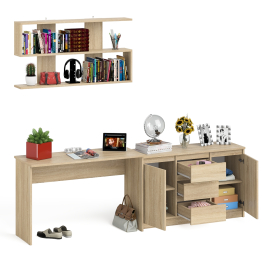 Стол письменный Мори 1200 с открытой полкой и тумбой-комодом