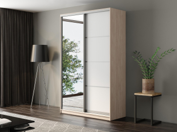 Шкаф-купе Айсберг 160 ШАМОНИ СВЕТЛЫЙ (белый/зеркало)