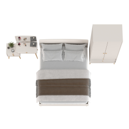 Кровать Афина 1600 с трюмо и шкафом-комодом