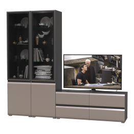 Стенка для гостиной со стеклянными фасадами Сидней № 11