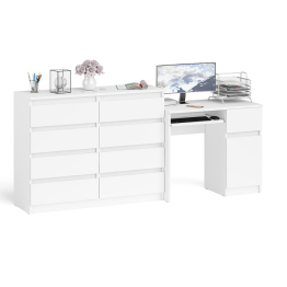 Комод 8-мь ящиков Мори МК1200 и правый компьютерный стол Мори МС-1