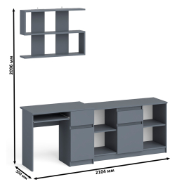 Открытая полка Мори 900 с компьютерным столом МС-1 правый и тумбой 1204-1