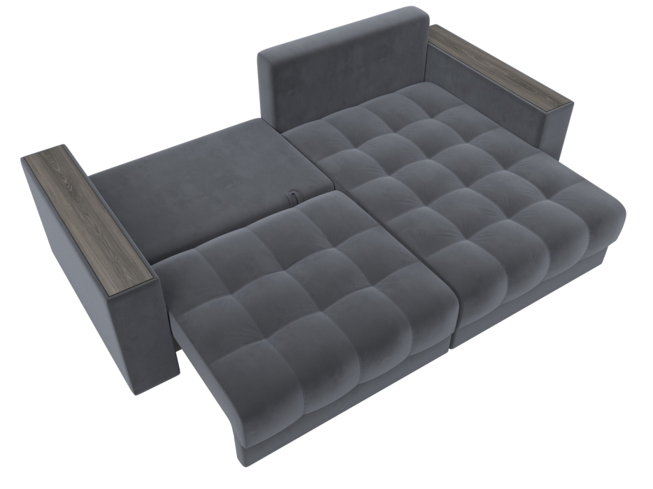 Дизайнерские диваны для гостиной, Диван угловой с декором Лига-049 НПБ, велюр SEVEN