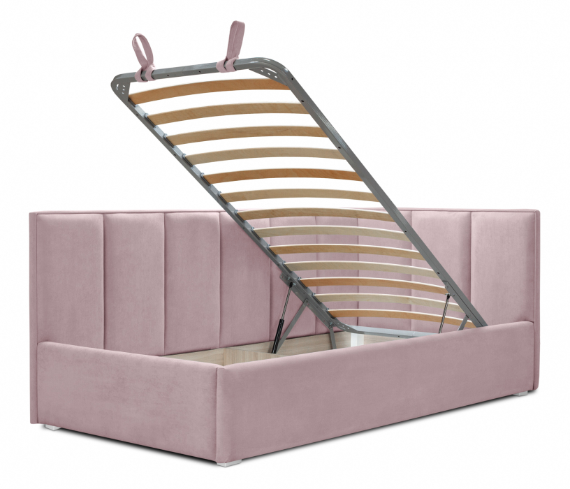 Мягкая кровать, Кровать с мягким изголовьем угловая Лайф 900, велюр