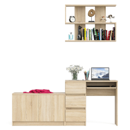 Тумба с дверками МА900 с компьютерным столом МС-6 левым и полкой 900