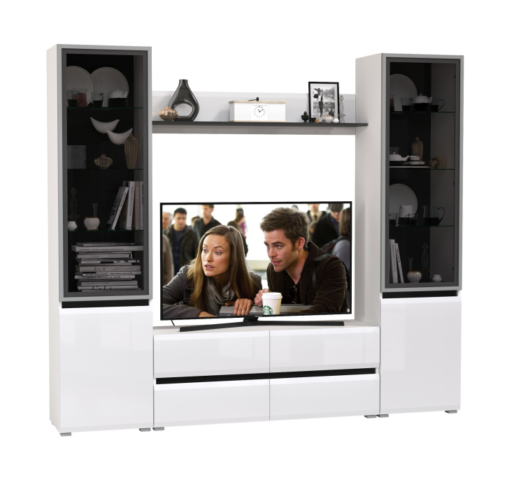 Стенки для гостиной, Стенка для гостиной с двумя стеклянными дверками Сидней № 49