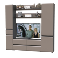 Стенки для гостиной, ТВ-тумба с двумя полочками и шкафом с ящиком и шкафом с полками внутри Сидней