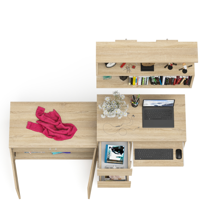 Прямые компьютерные столы, Тумба с дверками МА900 с компьютерным столом МС-6 левым и полкой 900