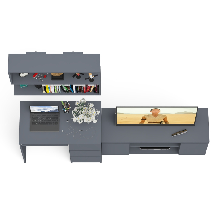 Прямые компьютерные столы, МС-6 стол ящики справа с тумбой Мори 1200-1 и полкой на 900