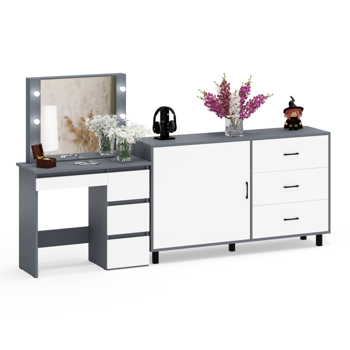 Туалетные столики, Столик косметический с подсветкой Сура и тумба-комод 122-1504