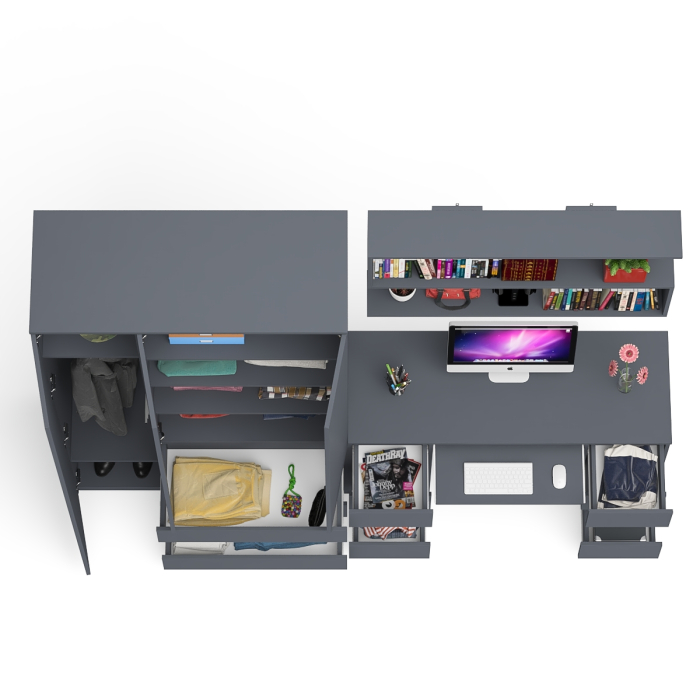 Домашние кабинеты, Шкаф-комод трёхдверный Мори МШ1200.1 с письменным столом и открытой книжной полкой